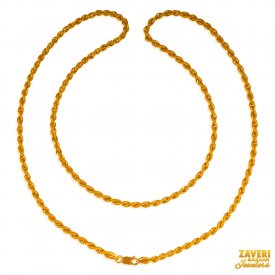 22 kt Gold Hollow Chain (22 In)