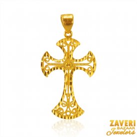 22 Karat Gold Cross Pendant ( Gold Jesus Pendant )