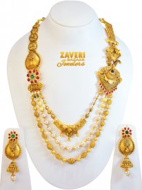 22Kt Gold Antique Necklace Set(Long