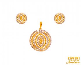 22Kt Gold Two Tone Pendant Set