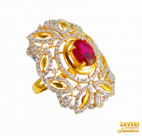 22Kt Gold Ruby Colored Stone Ring
