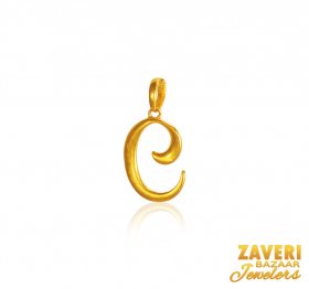 22K Gold Pendant (E) ( Gold Initial Pendants )