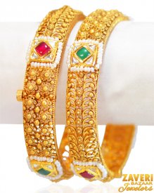 22Kt Gold Antique Kadas (2 Pc)