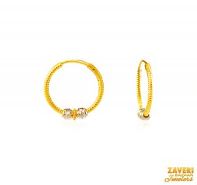 22Kt Gold Two Tone Hoop Earrings