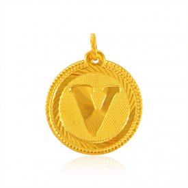 22K Gold (V) Pendant ( Gold Initial Pendants )