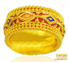 22 Karat Gold Meenakari Ring