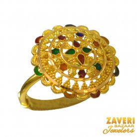 22Kt Gold Meenakari Ring