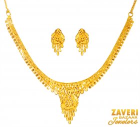 22Kt Gold Necklace Earring Set ( 22K Gold Necklace Sets )