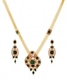 Exclusive Diamond Set With Emerald ( Diamond Necklace Sets )