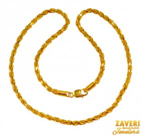 22 kt Gold Rope Chain (20 In) ( Plain Gold Chains )