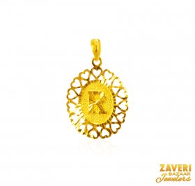 22Kt Gold Initial Pendant (R)