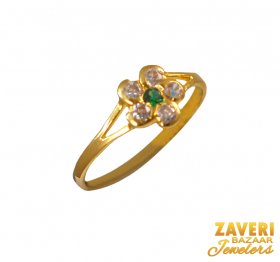 22Kt Gold CZ and Colored Stone Ring
